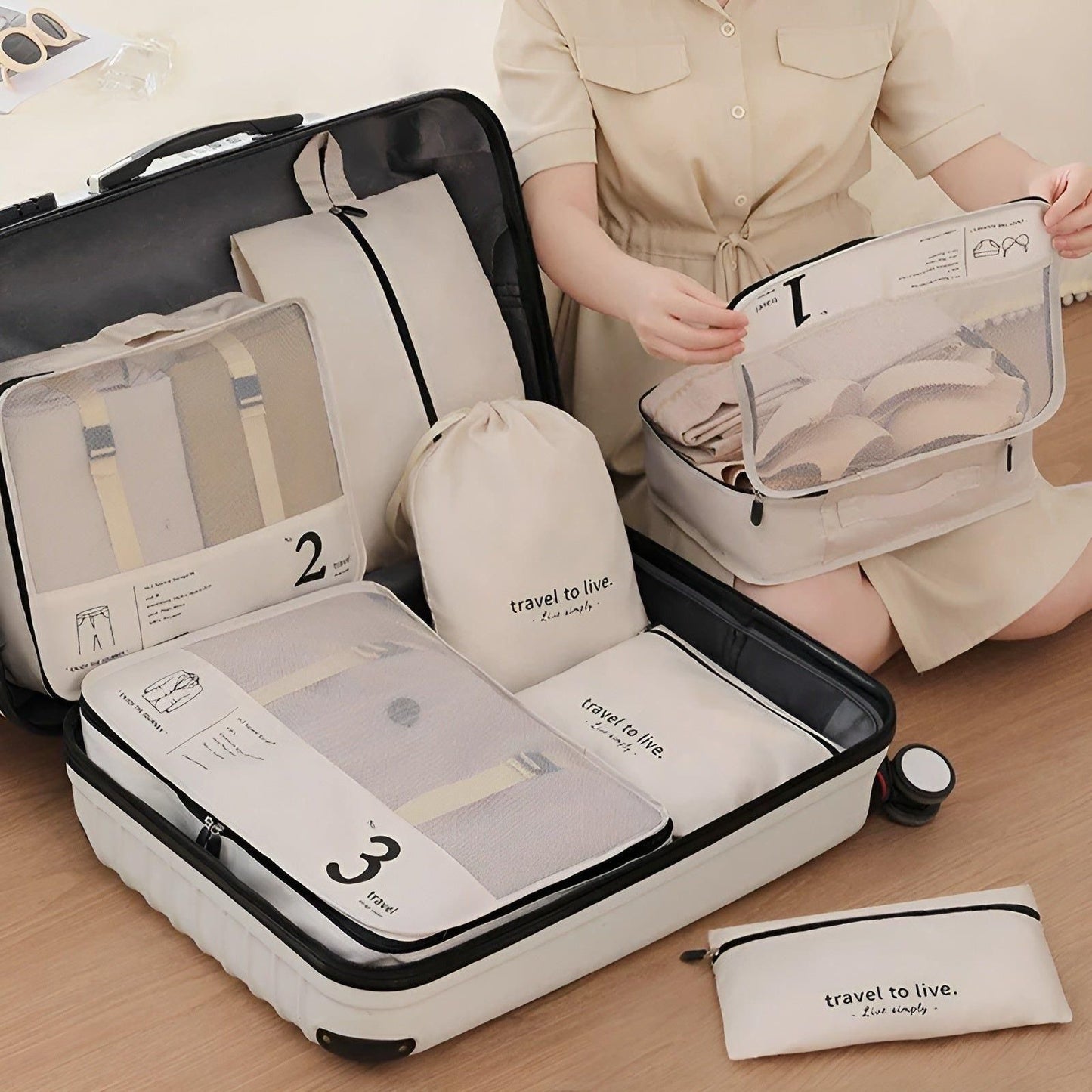 7-Piece Travel Packing Cube Set – Lightweight Compression Travel Organiser Bags for Suitcase & Luggage