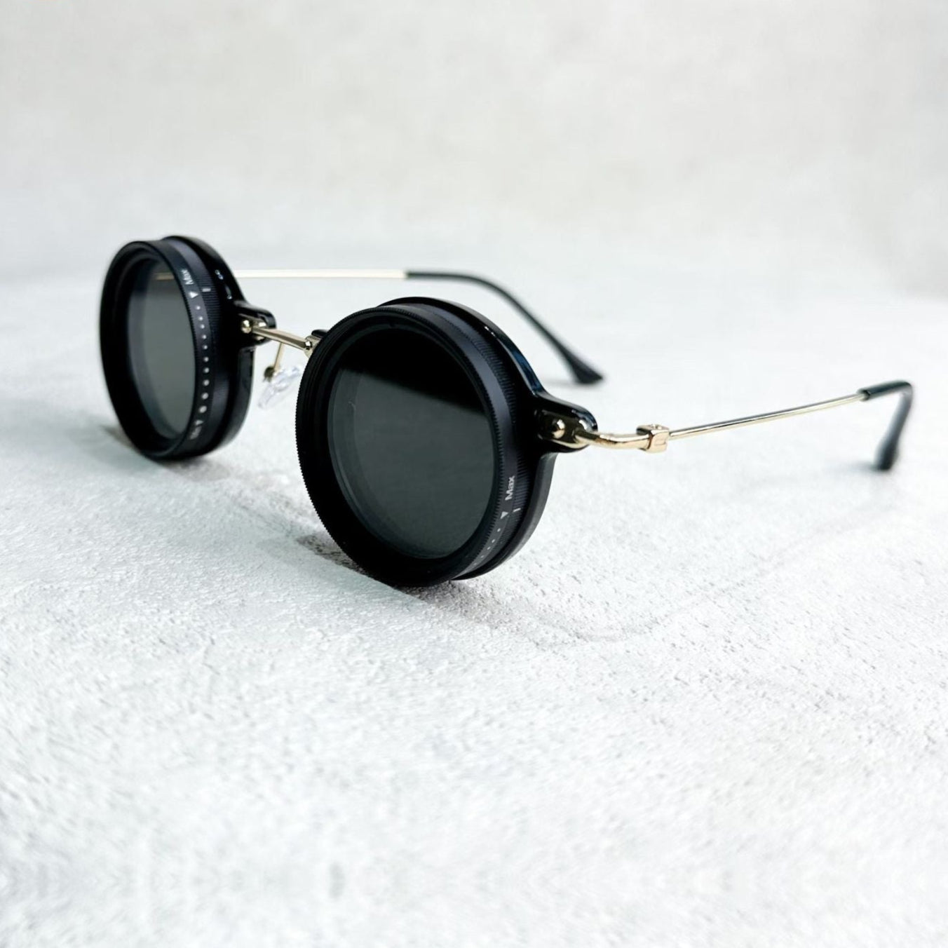 Unisex Round Polarised Sunglasses – Adjustable Light Reduction – Premium Metal Frame