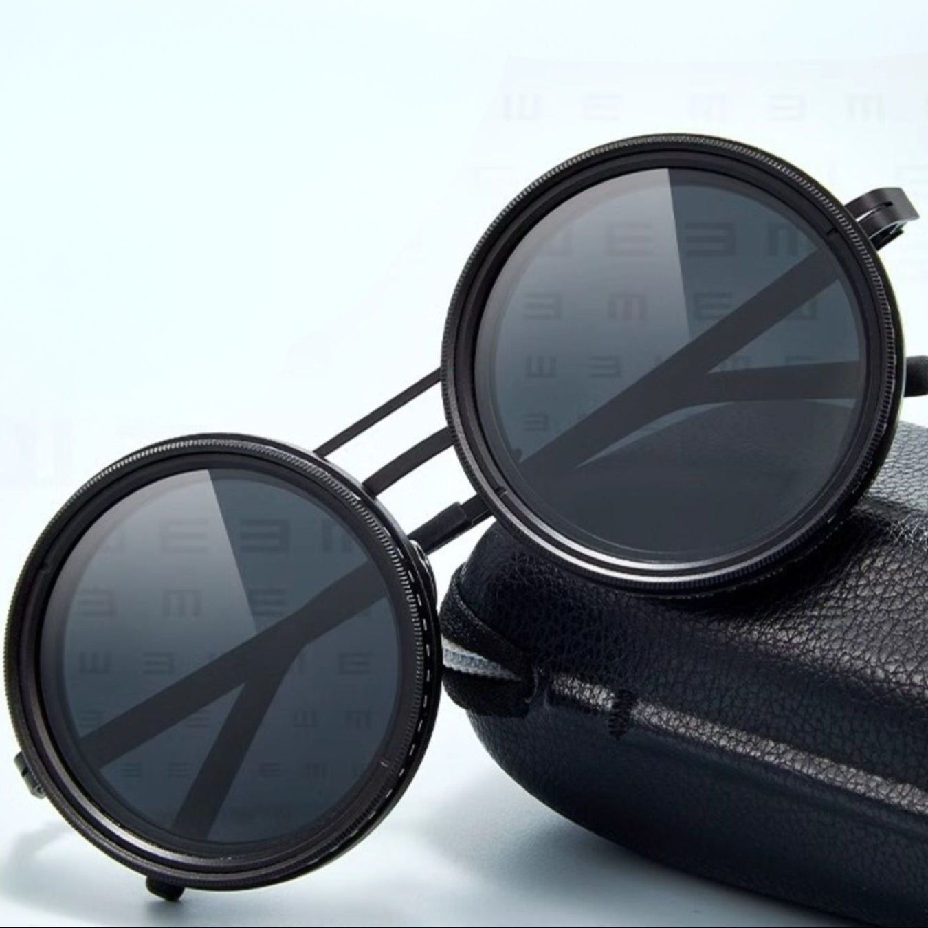Unisex Round Polarised Sunglasses – Adjustable Light Reduction – Premium Metal Frame