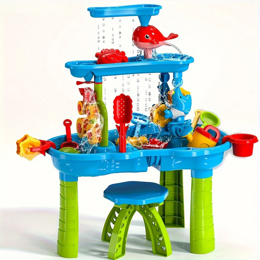 SplashTower 3-Tier Sand and Water Table – Outdoor Play Station for Kids