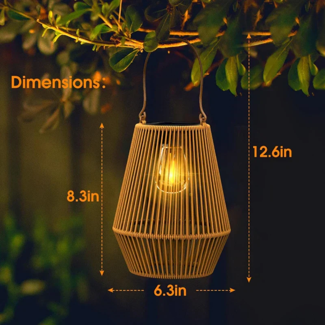 Handwoven Waterproof Solar Garden Lantern – Outdoor LED Rattan Light for Patio, Pathways & Balcony