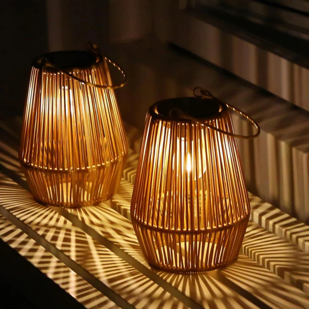 Handwoven Waterproof Solar Garden Lantern – Outdoor LED Rattan Light for Patio, Pathways & Balcony