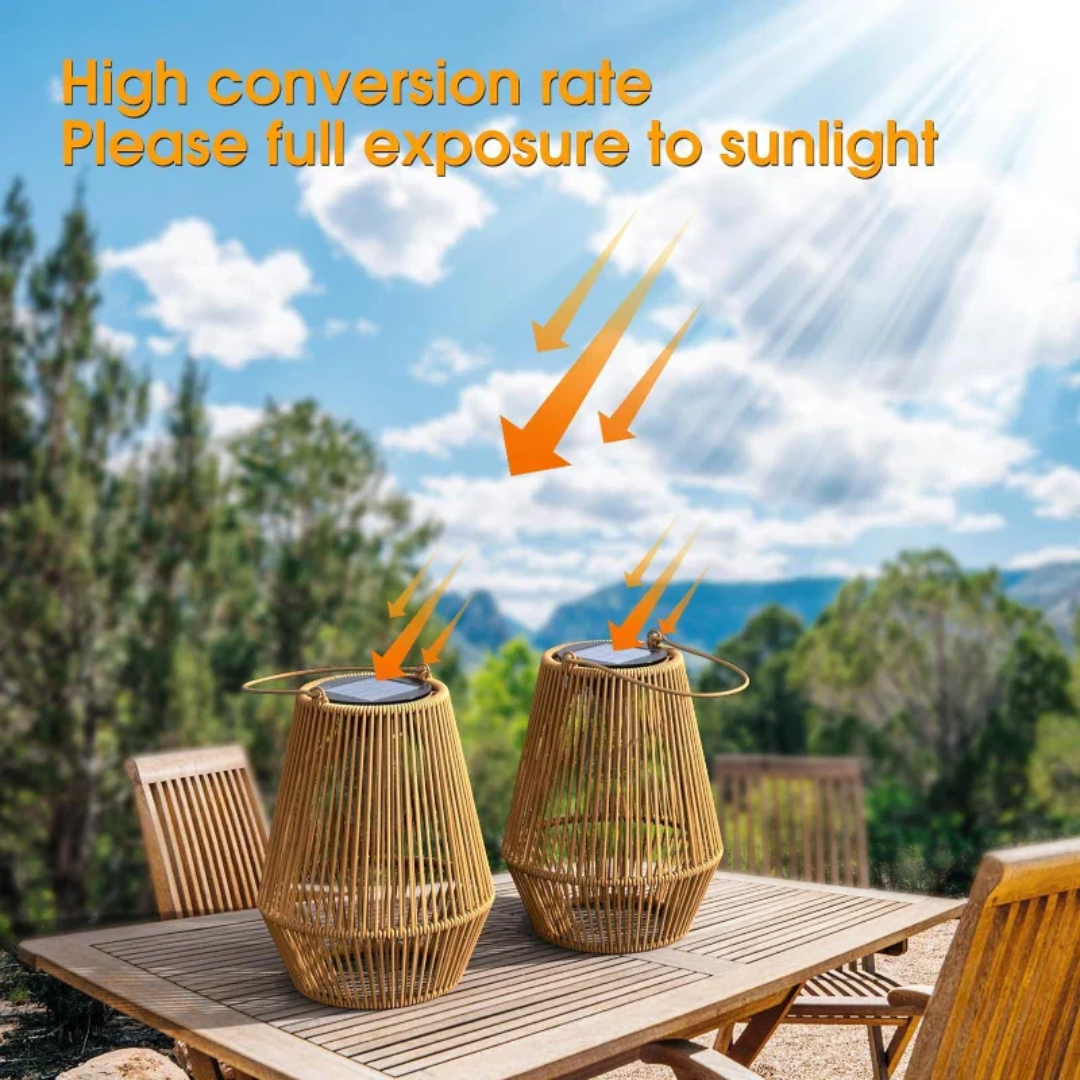 Handwoven Waterproof Solar Garden Lantern – Outdoor LED Rattan Light for Patio, Pathways & Balcony