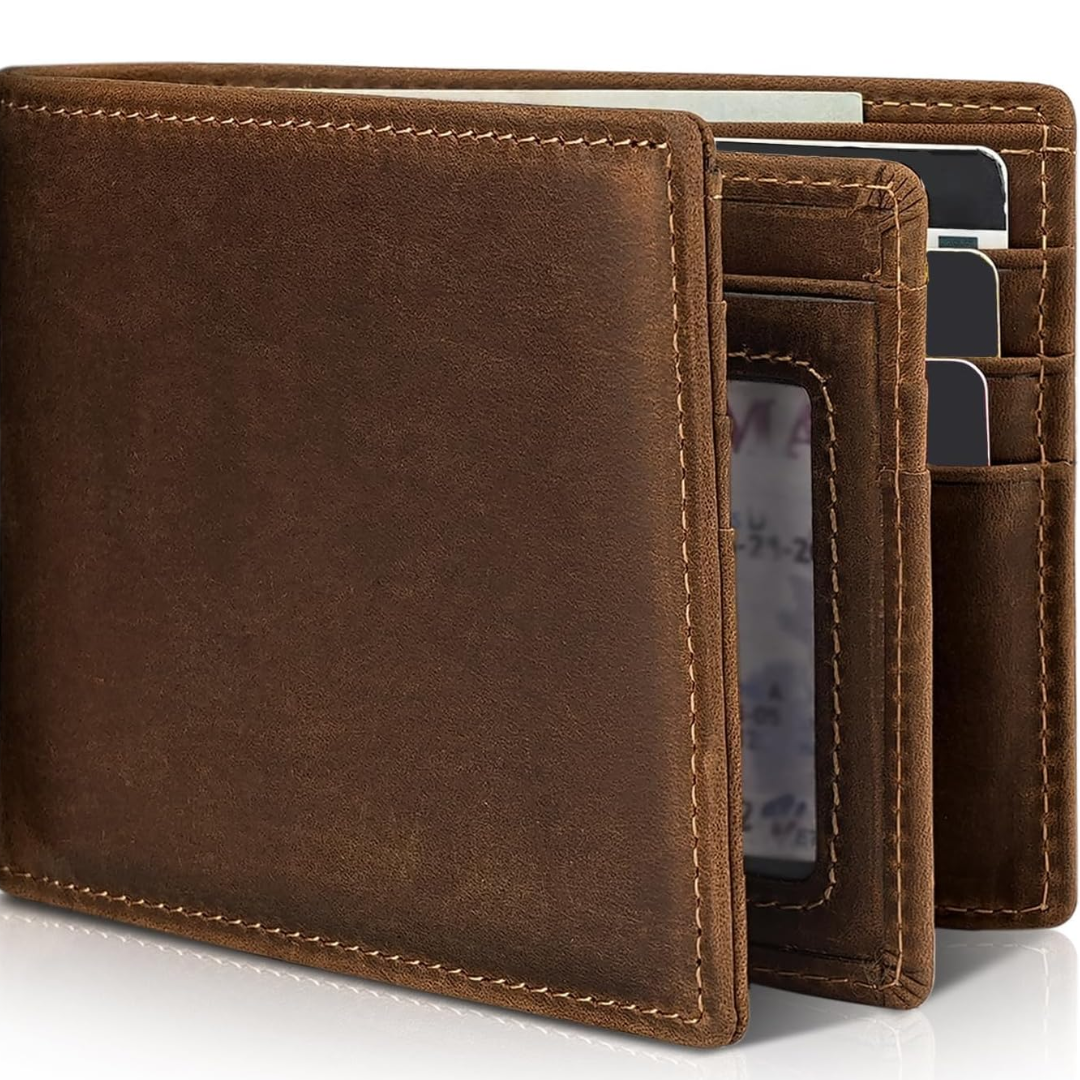 StitchCraft Men’s Bifold Genuine Leather RFID Wallet – Slim, Secure & Stylish