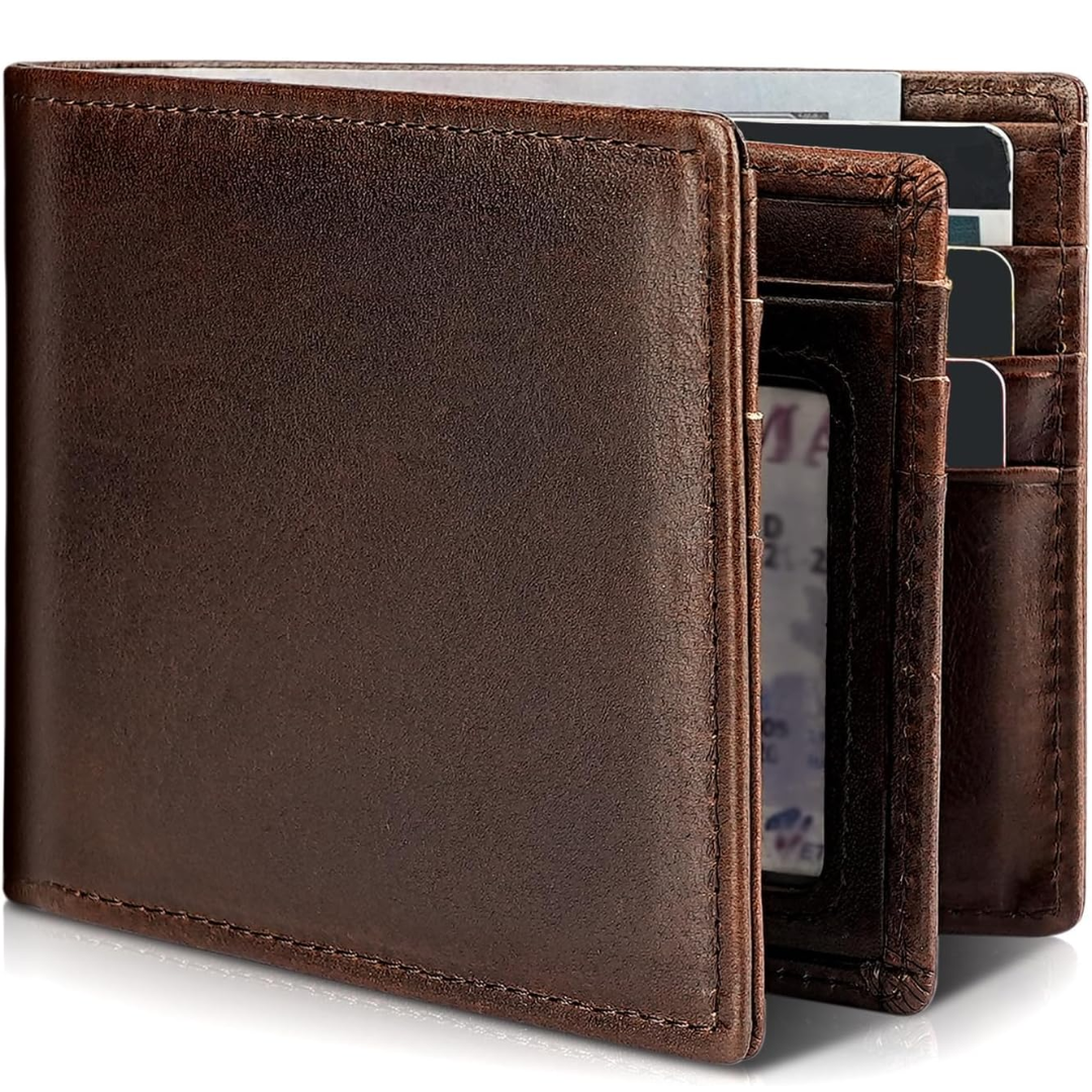 StitchCraft Men’s Bifold Genuine Leather RFID Wallet – Slim, Secure & Stylish