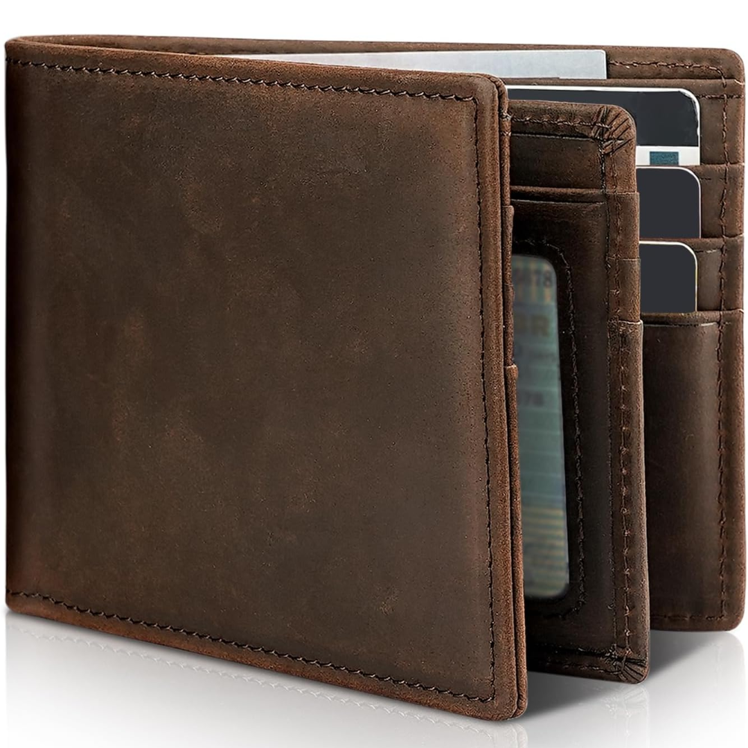 StitchCraft Men’s Bifold Genuine Leather RFID Wallet – Slim, Secure & Stylish