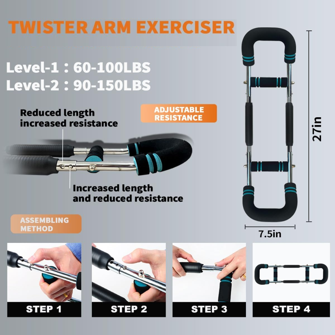 Twister Arm Exerciser – Adjustable Spring Workout Bar for Upper Body Strength Training