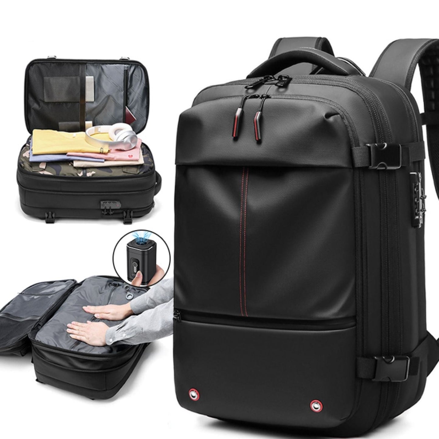 VacuPro – Compression Travel Backpack with Built-In Vacuum System | Space-Saving Cabin Bag