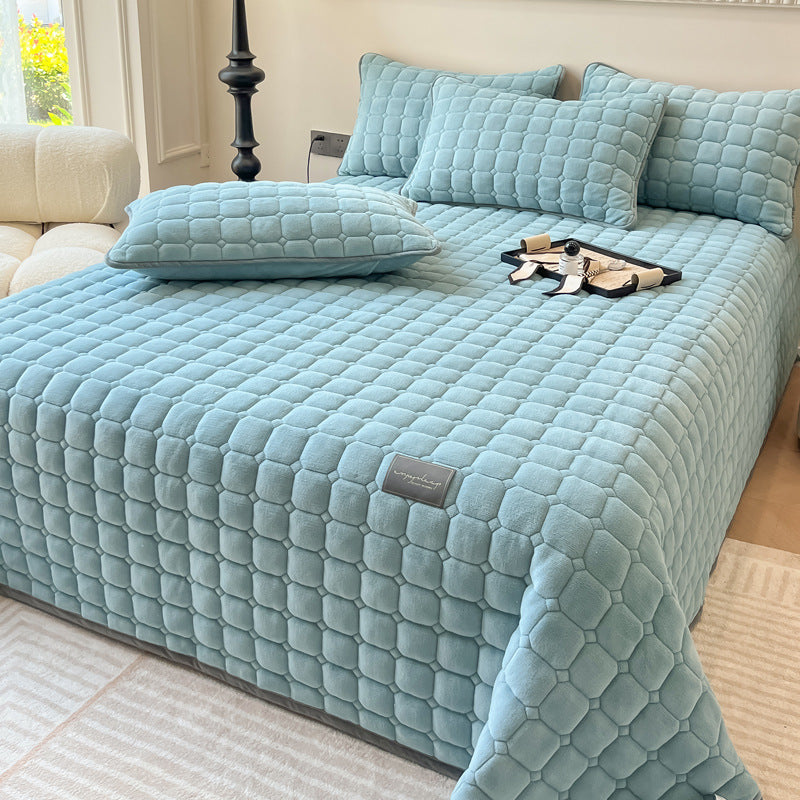 Modern Soft Throw Blanket with Square Texture – Stylish Fluffy Bed & Sofa Cover
