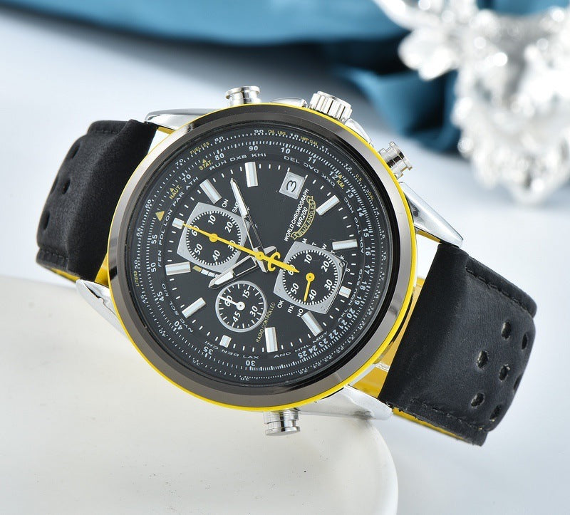 AeroMaster – Stylish & Functional Pilot Watch with World Time & Radio Signal Sync