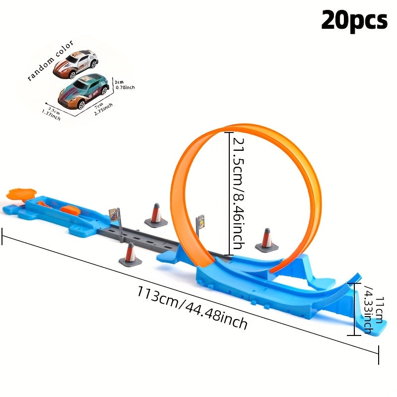 Race Track Set for Kids with 2 Cars – 360° Rotating Track & Creative Building Toy