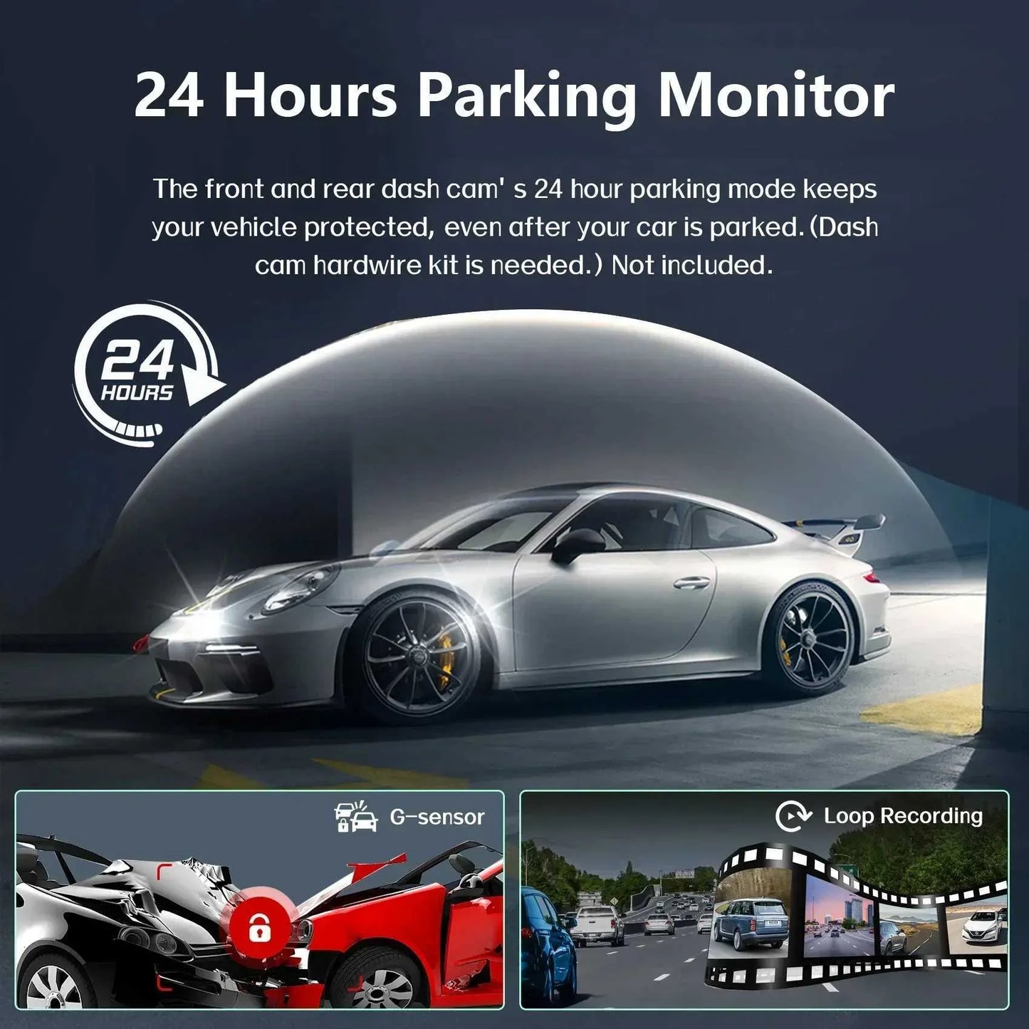 360° Car Dashcam | DashGard Pro CX360 | Full HD Driving Recorder with Night Vision & Parking Monitor