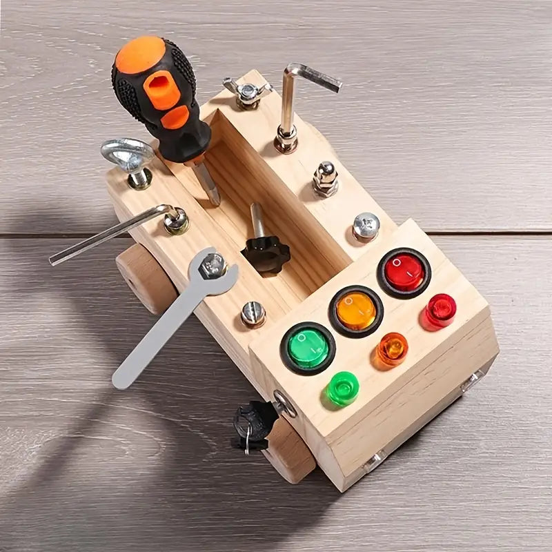 Montessori Busy Board – Interdraft Wooden Learning Toy for Fine Motor Skills & Cognitive Development (Ages 3–12)