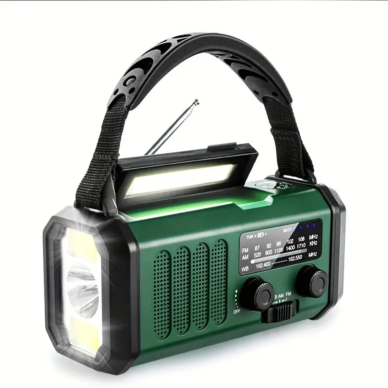 Solar Emergency Radio with Power Bank – Hand Crank & LED Torch for Camping and Outdoor Use