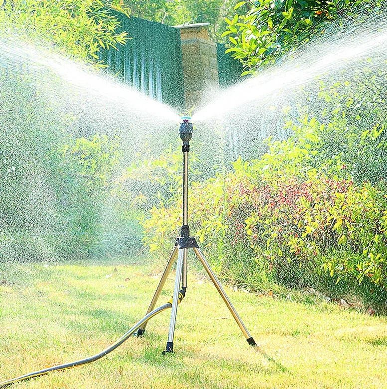 TurboSpray Adjustable 360° Garden Sprinkler – Stainless Steel Rotating Lawn Watering System