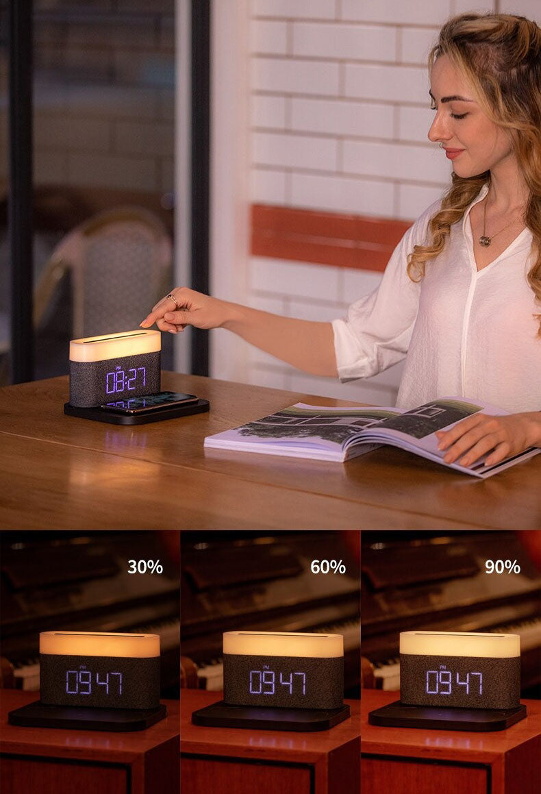 3-in-1 Wireless Charger, LED Lamp & Digital Alarm Clock | Fast Charging Dock