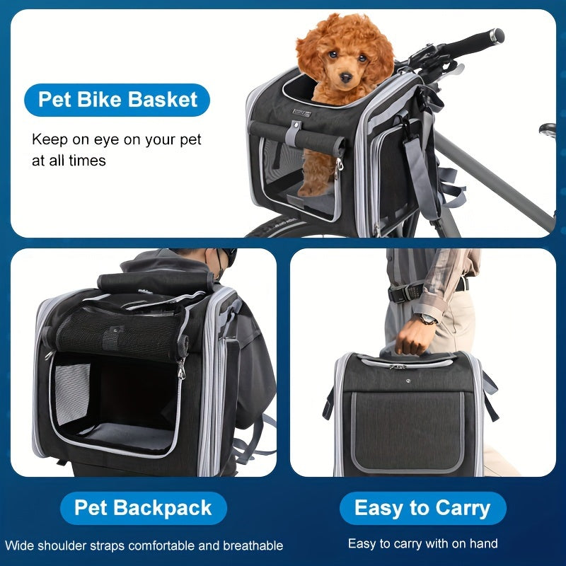 Expandable Pet Bike Basket – Comfortable & Safe Bicycle Carrier for Small Dogs and Cats