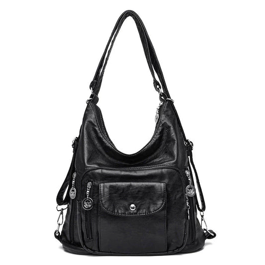 Soft Leather Shoulder Bag with Large Capacity