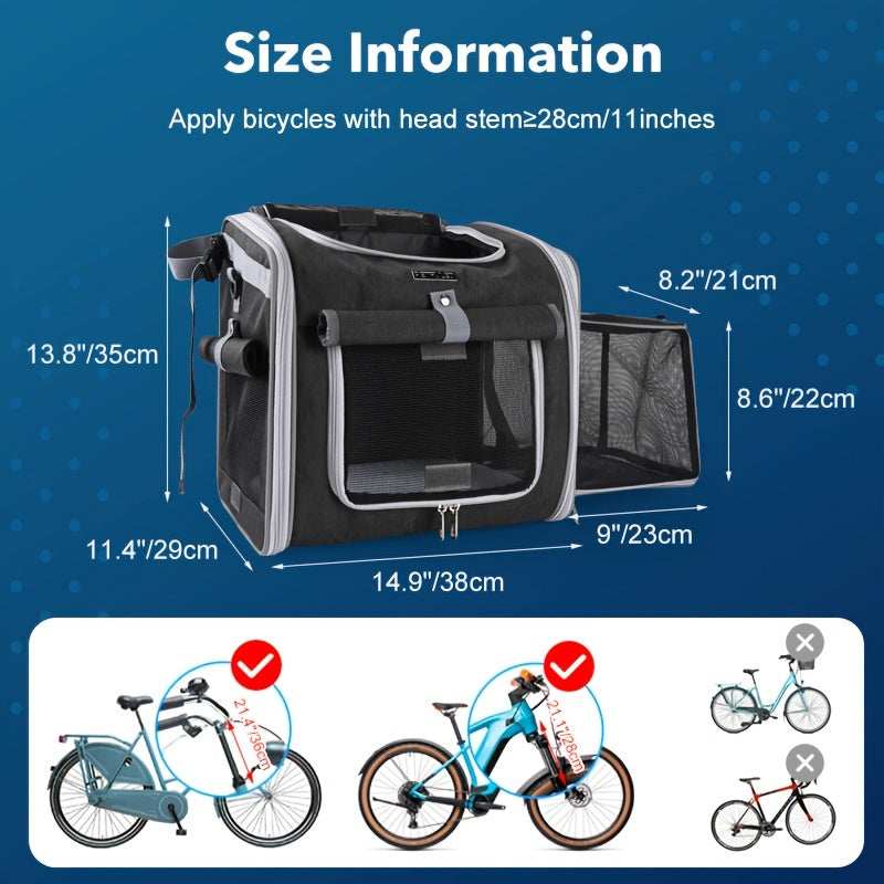 Expandable Pet Bike Basket – Comfortable & Safe Bicycle Carrier for Small Dogs and Cats