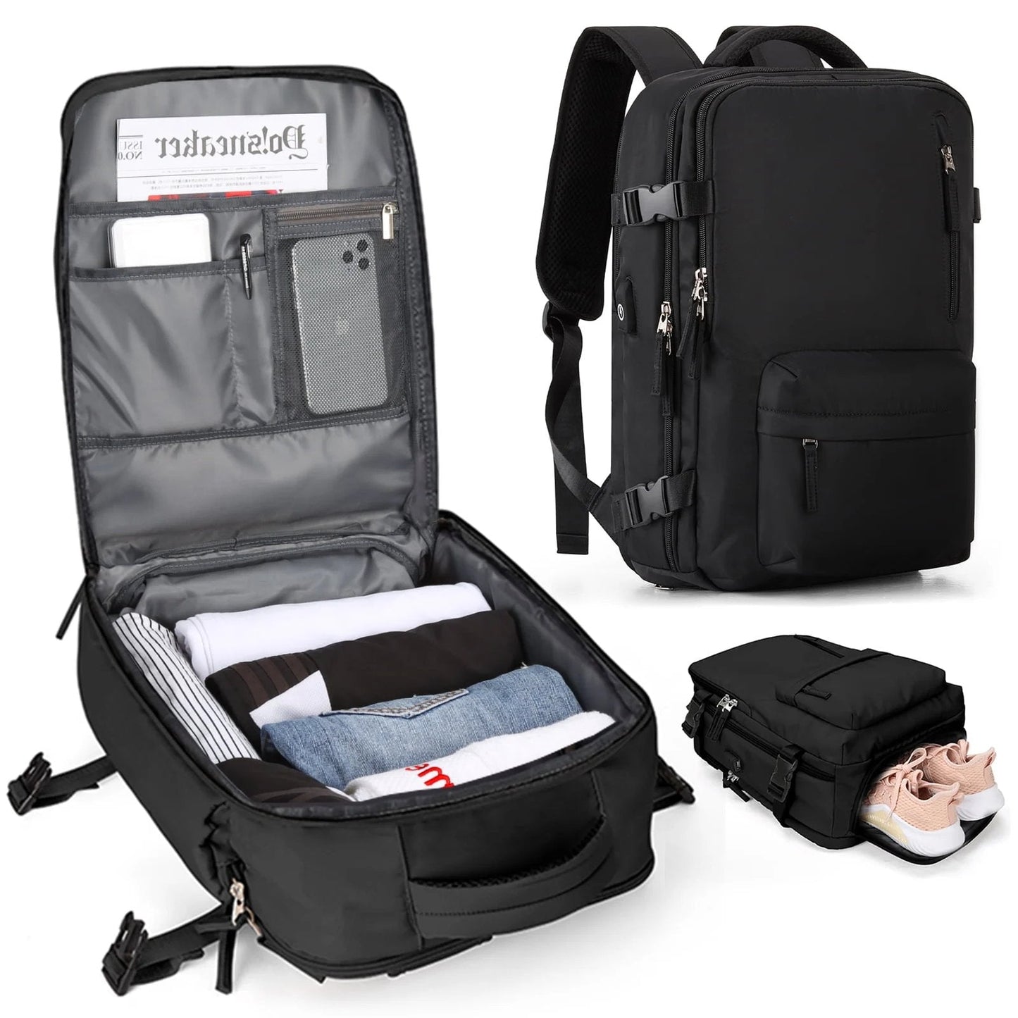 Women's Large Travel Backpack – Waterproof Hiking Rucksack | Anti-Theft & USB Charging