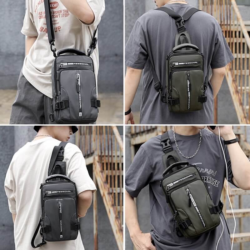 Waterproof Oxford Crossbody Bag, Anti-Theft Sling Bag, USB Charging & Multi-Pocket Design