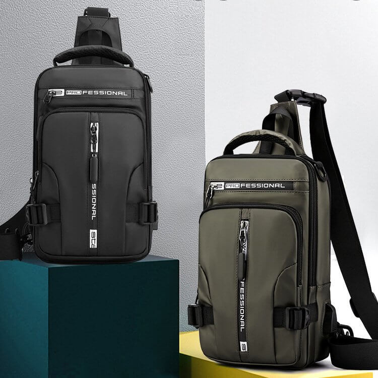 Waterproof Oxford Crossbody Bag, Anti-Theft Sling Bag, USB Charging & Multi-Pocket Design