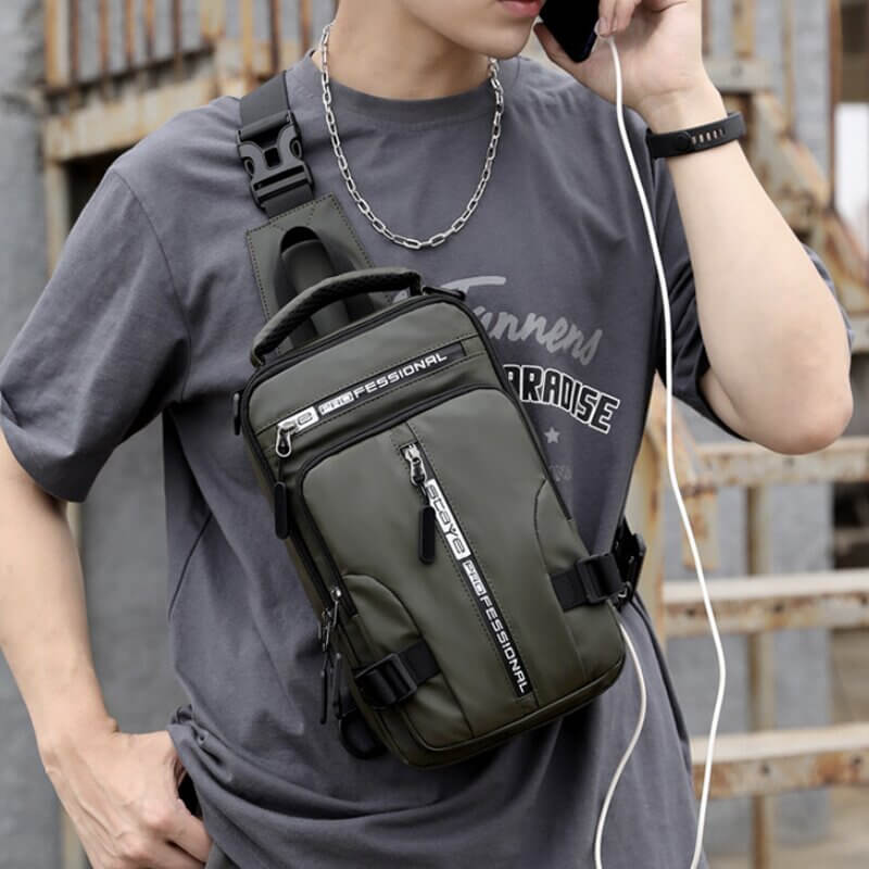 Waterproof Oxford Crossbody Bag, Anti-Theft Sling Bag, USB Charging & Multi-Pocket Design