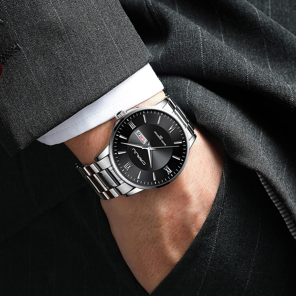 Men's Luxury Waterproof Sports Watch – Stainless Steel Quartz Chronograph