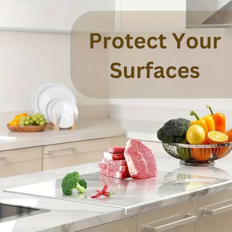 Clear Cutting Board with Counter Lip | Transparent Acrylic Kitchen Board