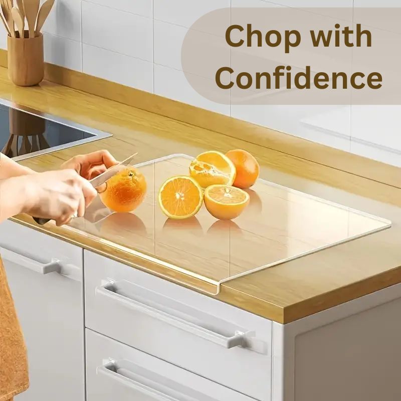 Clear Cutting Board with Counter Lip | Transparent Acrylic Kitchen Board