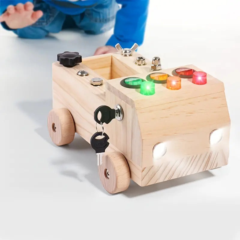 Montessori Busy Board – Interdraft Wooden Learning Toy for Fine Motor Skills & Cognitive Development (Ages 3–12)