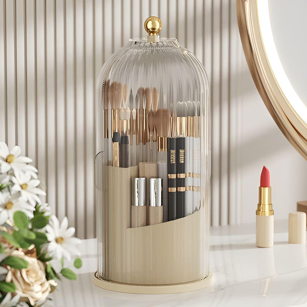Beauty SpinMate – 360° Rotating Makeup Brush Holder & Cosmetic Organiser with Dustproof Lid