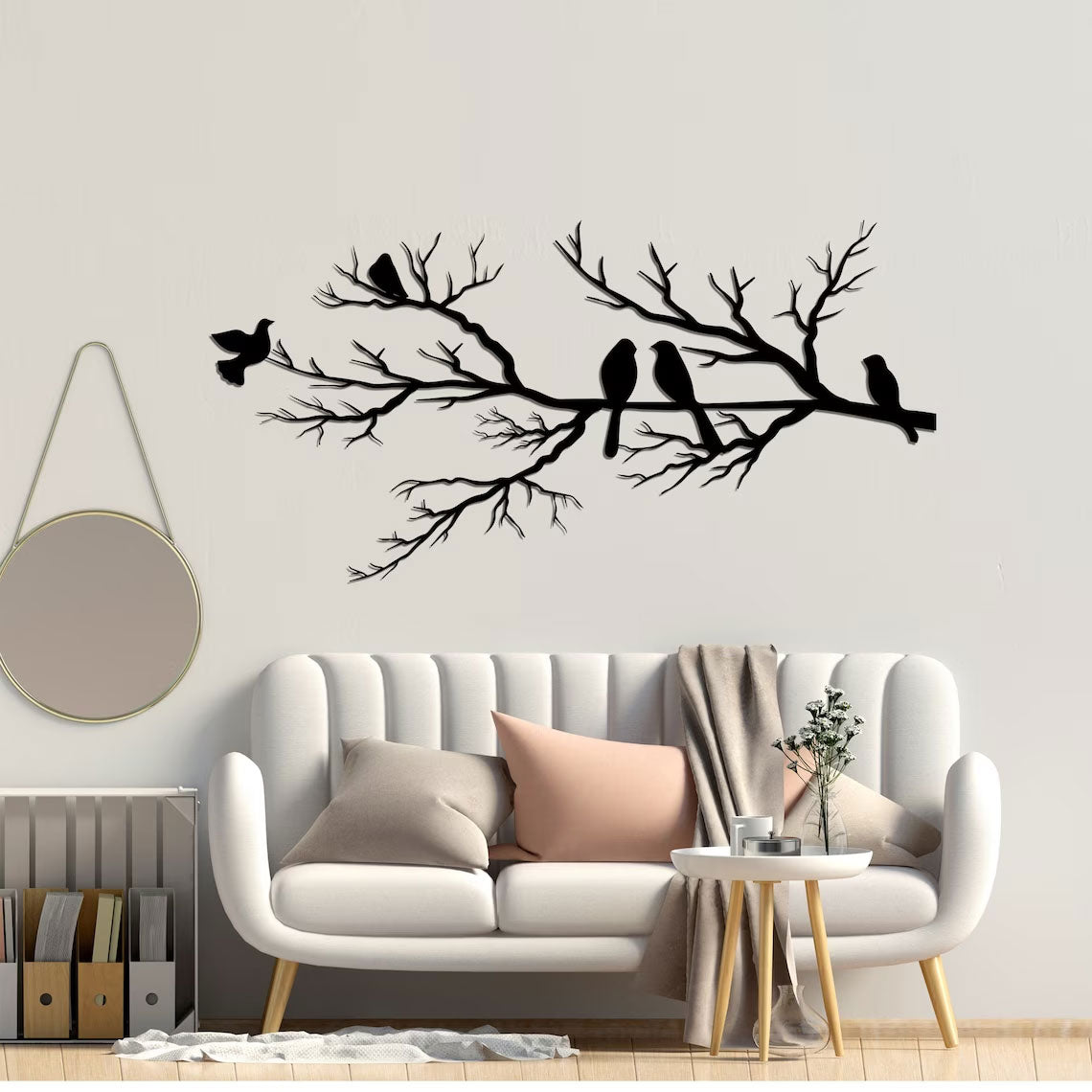 Modern Metal Wall Art – NatureCraft Bird Design – Black Geometric Wall Decoration