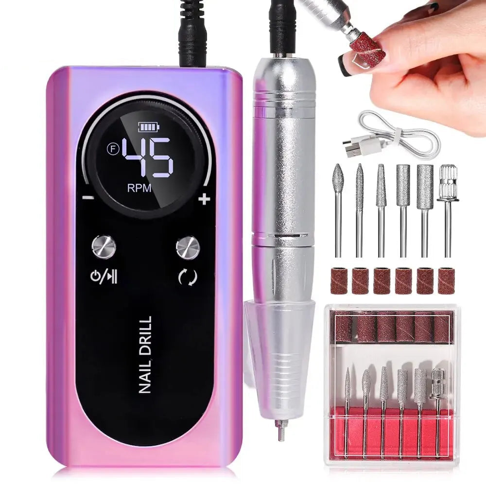 ProNail 45000RPM Electric Nail File – Portable Rechargeable E-File for Manicure & Acrylic Nails | Low Noise
