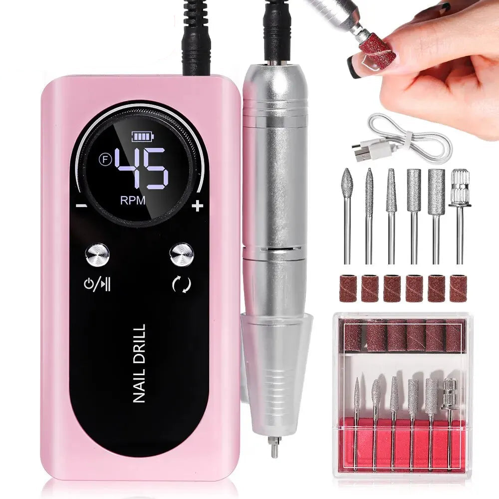 ProNail 45000RPM Electric Nail File – Portable Rechargeable E-File for Manicure & Acrylic Nails | Low Noise