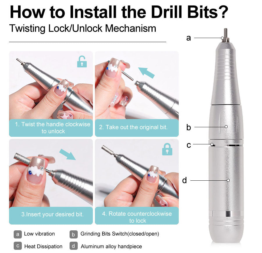 ProNail 45000RPM Electric Nail File – Portable Rechargeable E-File for Manicure & Acrylic Nails | Low Noise