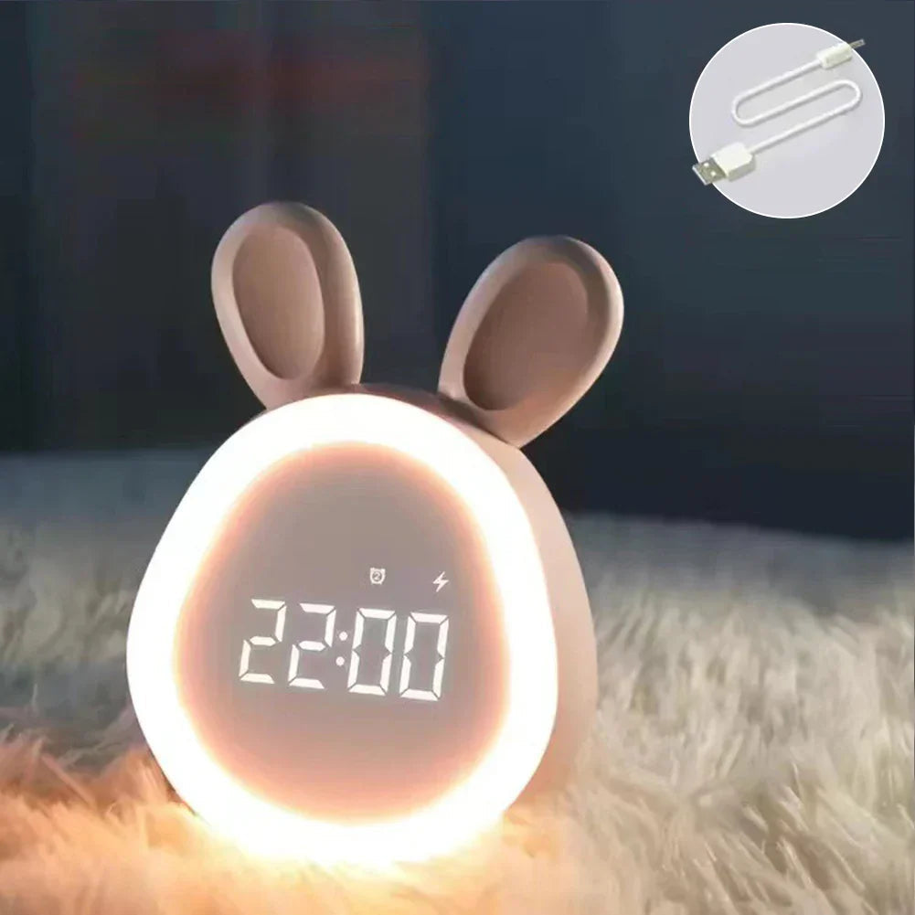 GlowBunny – Cute Kids Alarm Clock with Night Light & Adjustable Brightness