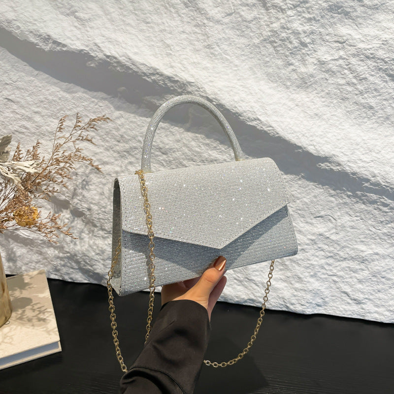 AMALIA | Women’s Handbag – Small Square Luxury Bag with Diamond Pattern & Gold Chain Strap