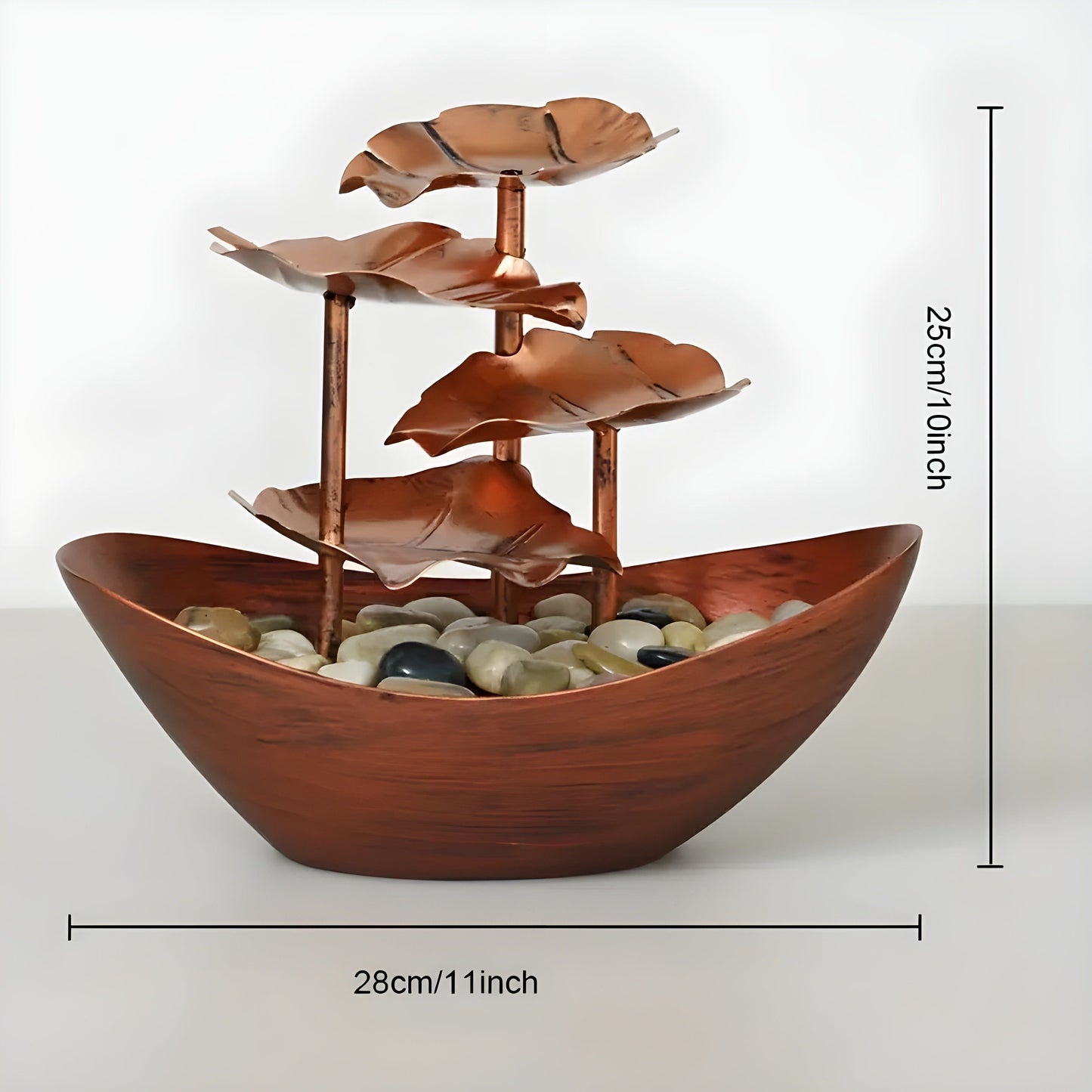 IronLeaf Fountain – Vintage Iron Leaf Tabletop Fountain with LED Light for Home & Office Decor