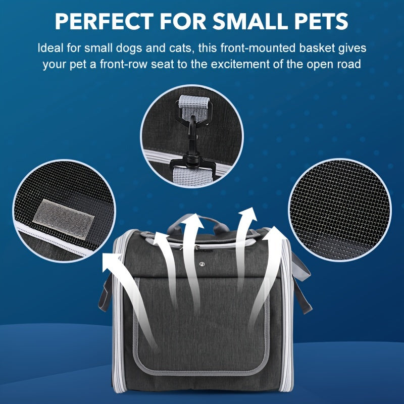 Expandable Pet Bike Basket – Comfortable & Safe Bicycle Carrier for Small Dogs and Cats