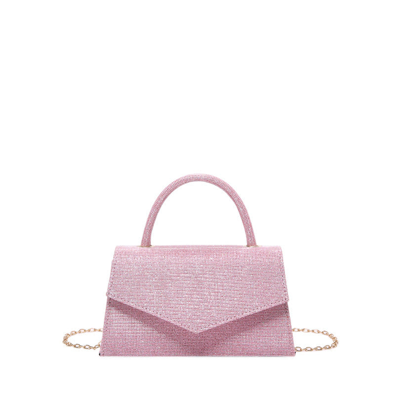 AMALIA | Women’s Handbag – Small Square Luxury Bag with Diamond Pattern & Gold Chain Strap