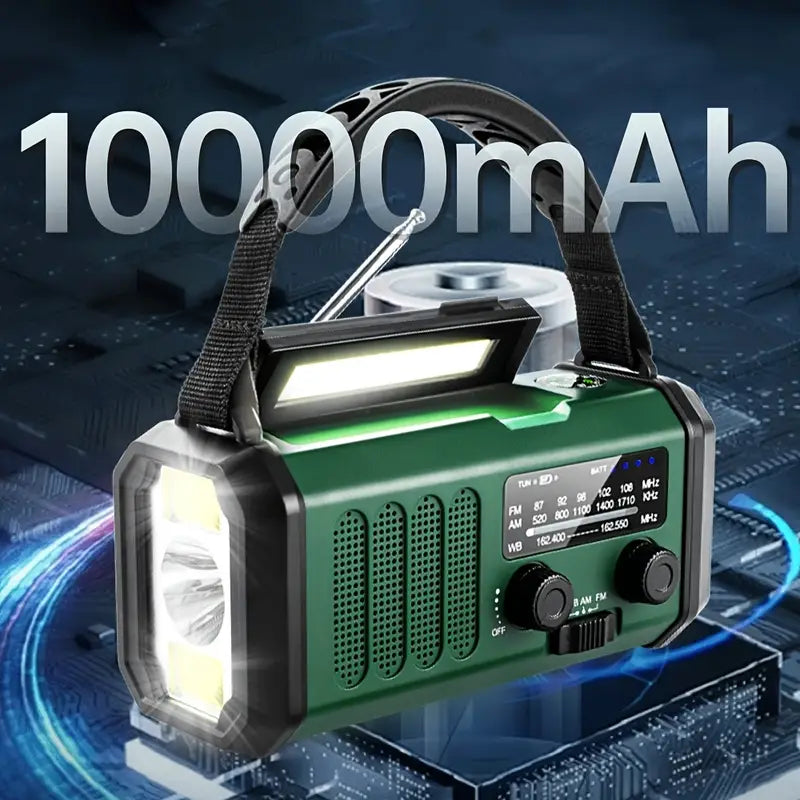 Solar Emergency Radio with Power Bank – Hand Crank & LED Torch for Camping and Outdoor Use
