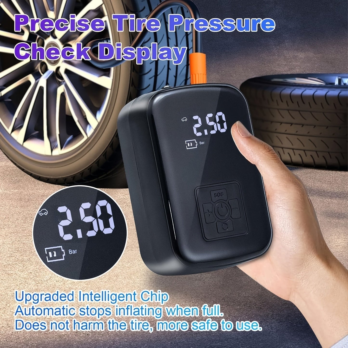 AirPump Pro – Portable Air Compressor with Digital Display & LED Light