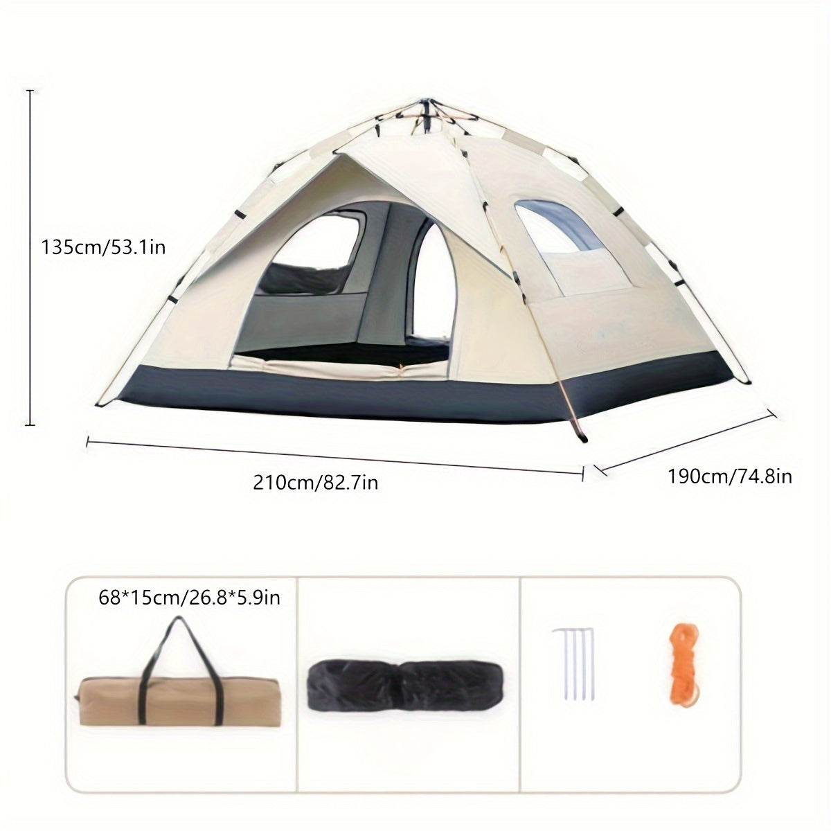 QuickCamp 4-Person Pop-Up Tent with UV Protection – Instant Setup Camping Shelter