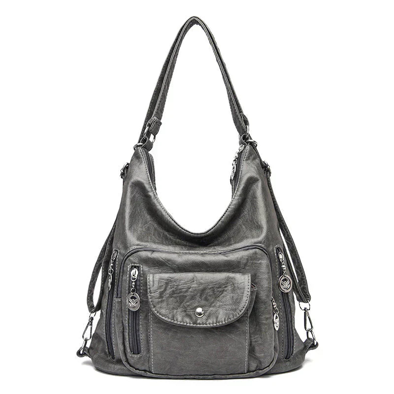 Soft Leather Shoulder Bag with Large Capacity