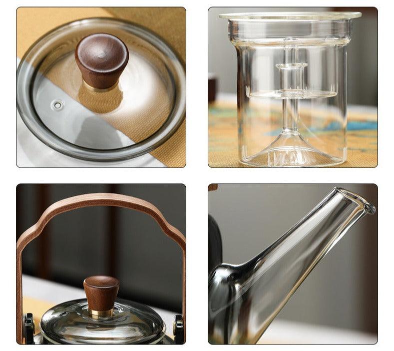 Serenya – Smoked Glass & Wood Tea Infuser | Elegant Teaware for Loose Leaf Brewing