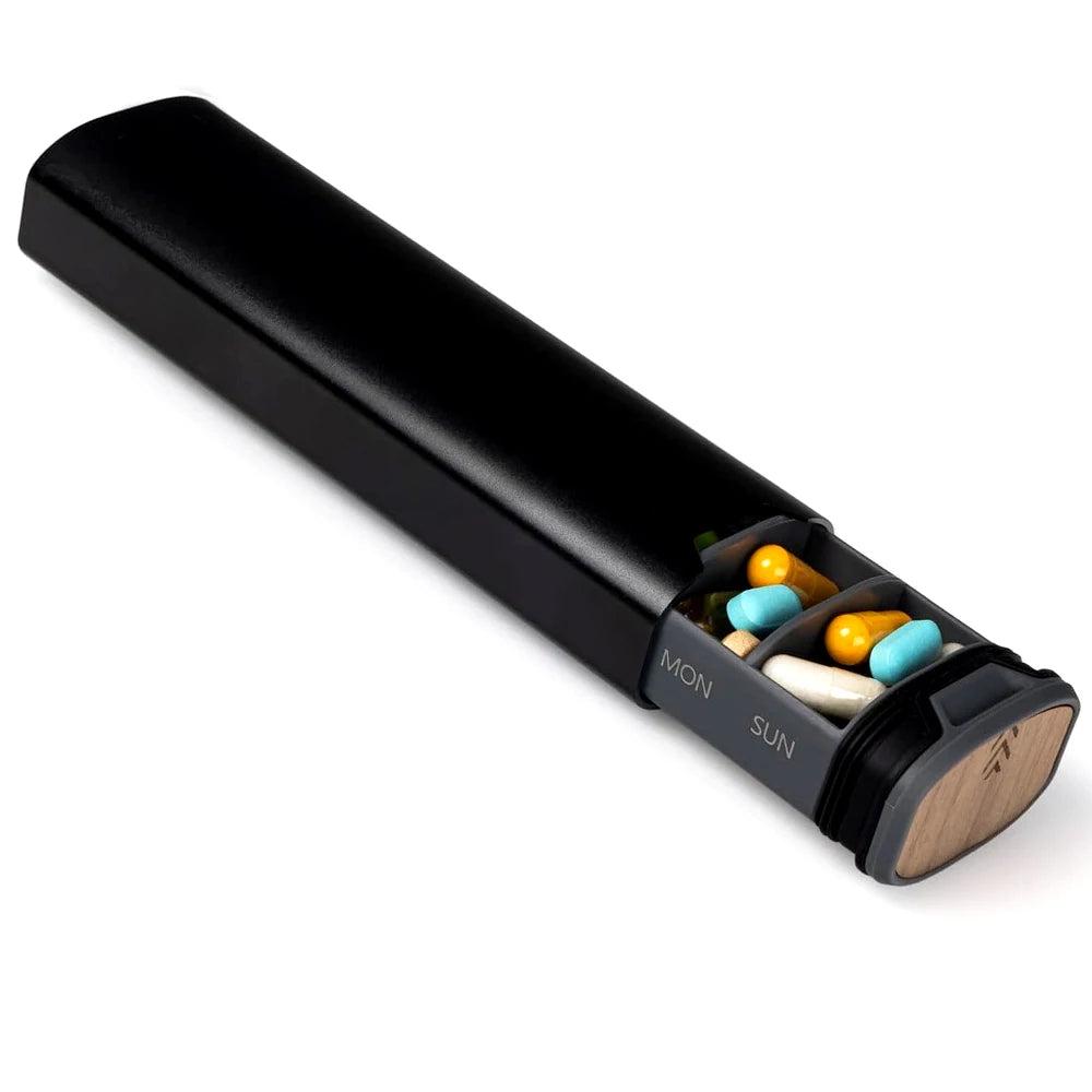 MediEase Weekly Pill Organizer – Elegant Wooden & Aluminium Pill Box