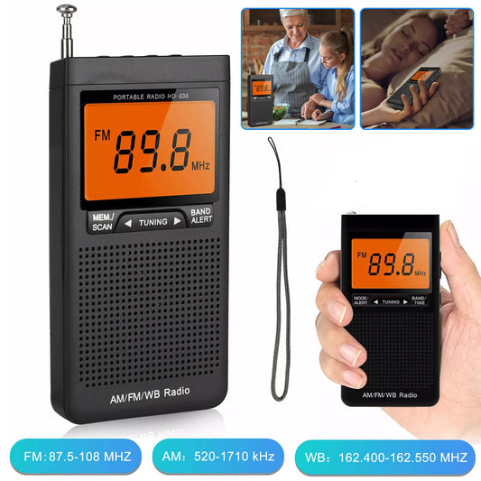 Portable AM/FM Pocket Radio with Weather Alerts and Digital Tuning