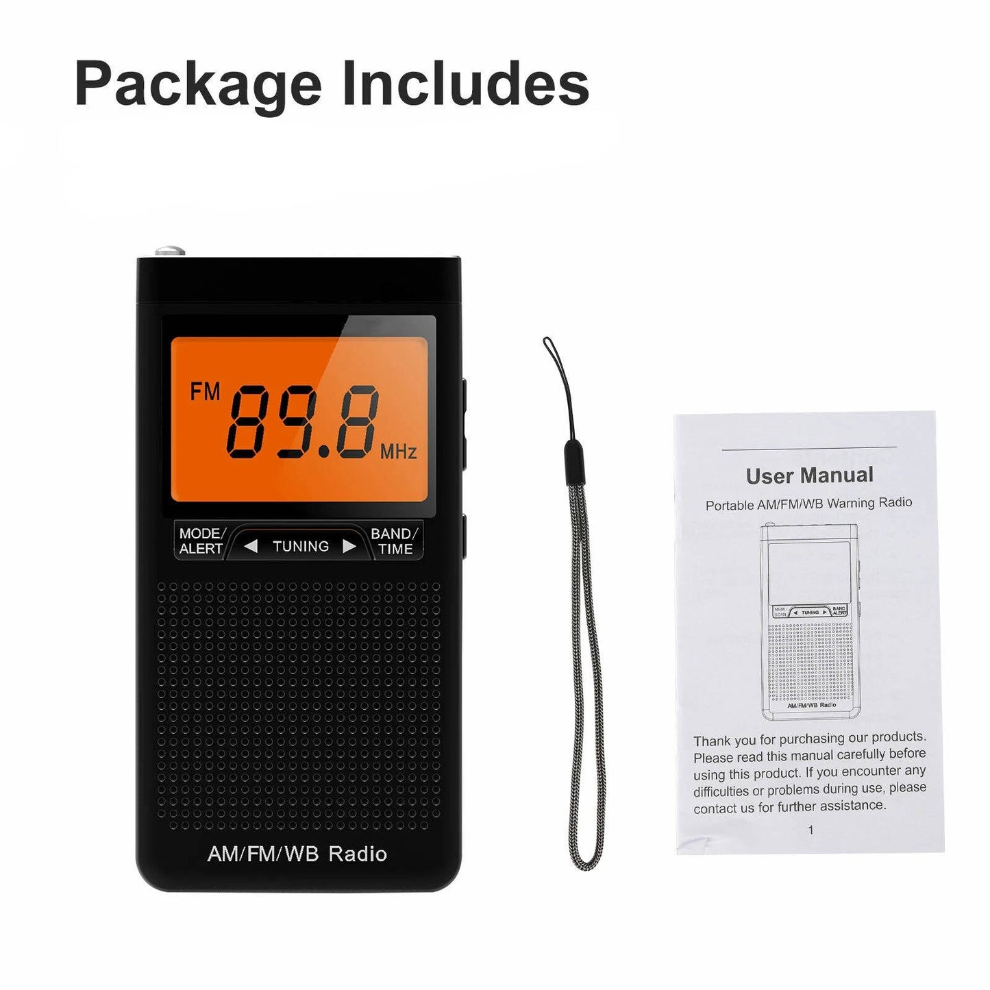 Portable AM/FM Pocket Radio with Weather Alerts and Digital Tuning