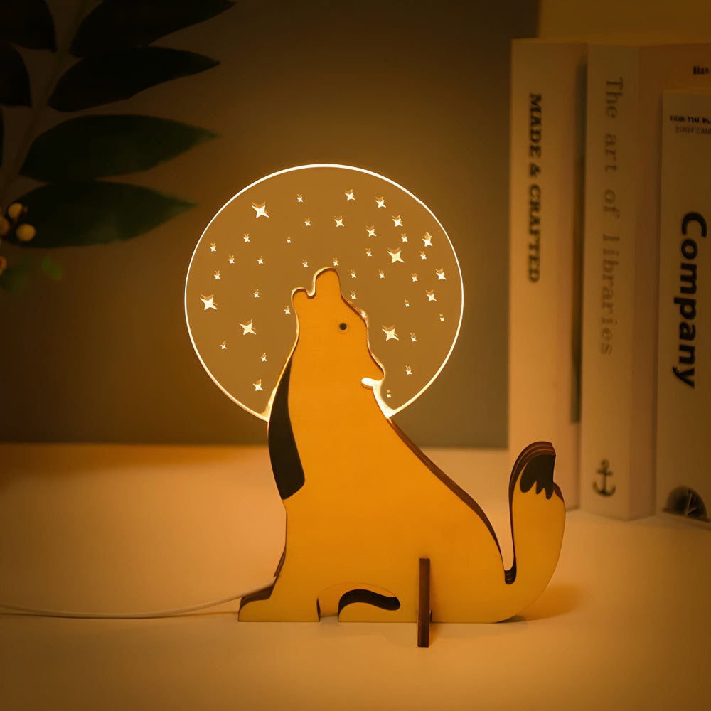 Wooden Animal Table Lamp – Cute Decorative Night Light for Kids’ Rooms